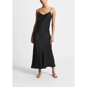 NWT ASCENO BLACK LYON SILK SLIP DRESS, SIZE: SMALL